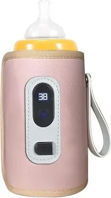 Produktbild von USB-Babyflaschenheizung, LCD-Bildschirm Temperatur präzise Heizung Milch Heizung, passend für Haushalt Outdoor Autos (rosa)