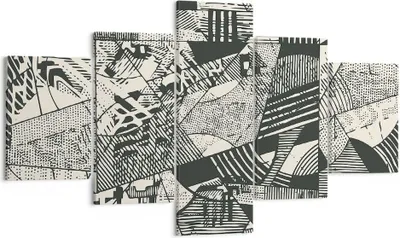 Produktbild von Bild auf Leinwand - Leinwandbild - 5 Teile - Abstraktion Vintage Schwarz - 125x70cm - Wand Bild - Wanddeko - Wandbilder - Leinwanddruck - Bilder - Wanddekoration - Leinwand bilder - EA125x70-5052