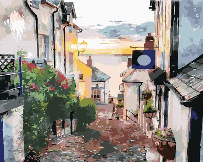 Produktbild von Zuty - Malen nach Zahlen - EINE GASSE AN DER KÜSTE VON DEVON, 40x50 cm, mit Keilrahmen (bereits gespannt)