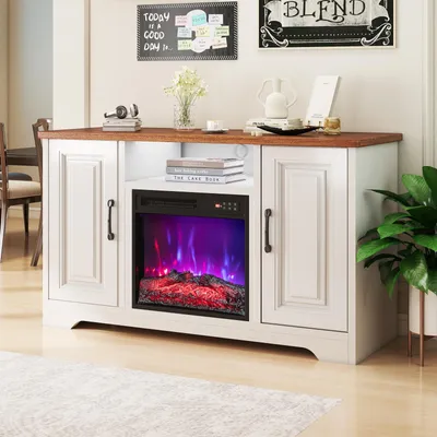 Imagen del producto de Chimenea eléctrica empotrada de 1500 W - 48,5 x 14 x 46 cm, color , para una calefacción acogedora