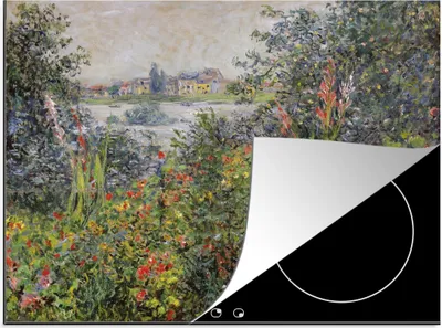 Produktbild von KitchenYeah© Herdabdeckplatte Blumen in Vetheuil - Gemälde von Claude Monet , 58x51cm, Küche Deko, Glaskeramikkochfeld Herdabdeckung, Abdeckplatte fùr Kochfeld