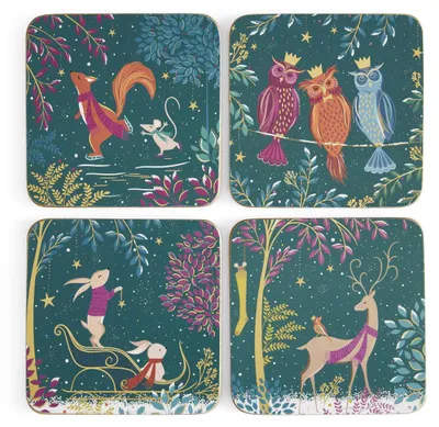 4er-Set Kork-Untersetzer, grün, 10,5 x 10,5 cm