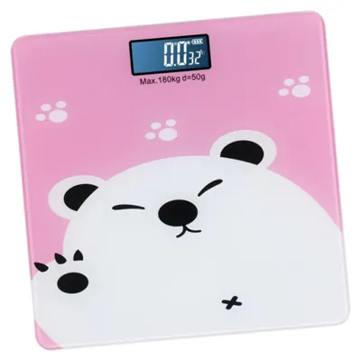 Productafbeelding van Digitale Babyweegschaal - Cartoon Weegschaal - Gewicht Meten - Met Temperatuurdetector - 180 kg - Roze