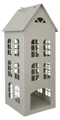 Produktbild von Laterne COZY HOME beige Haus aus Metall H45cm Dekohaus Metallhaus