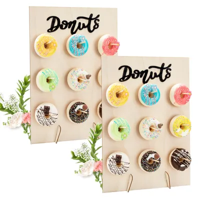 Donutständer Holz 9 Löcher 2er Set schwarz