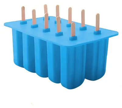 Produktbild von Eisformen, 10er-Set aus lebensmittelechtem Silikon, Eis am Stiel, Formenset mit 12 Eislutschern, große Kapazität, DIY-Eis am Stiel