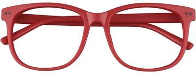 Immagine prodotto di Occhiali da vista senza lenti, montatura oversize, colore rosso opaco, protezione UV400. Inclusa custodia e panno