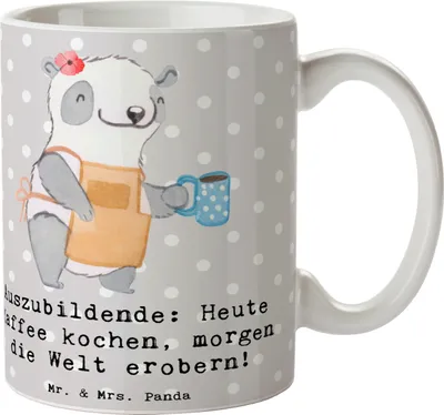 Produktbild von Mr. & Mrs. Panda Tasse Auszubildender Abenteuer - Grau Pastell - Geschenk, Pott, Beruf, Kaffeetasse, Berufsliebe, besonderer Moment, Berufsprodukte, Träume, Inspiration