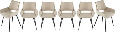 Produktbild von SIGNATURE - Set mit 6 Stühlen aus beigem Stoff H81 cm - HORTENSE