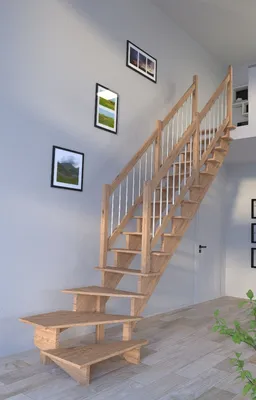 Produktbild von Holztreppe Lindos (Eiche) in  1/4 gewendelter Ausführung rechts-100 cm-Holz-Edelstahl Geländer-beidseitig-ohne Setzstufen