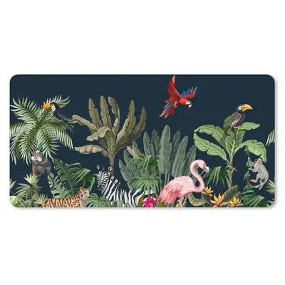 Produktbild von MuchoWow® Schreibtischunterlage Dschungel - Pflanzen - Tiere - Kinder - Flamingo - Zebra 80x40 cm - XXL Mauspad - Gaming Mauspad