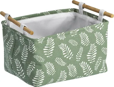 Produktbild von ZELLER Aufbewahrungsbox Motiv Blätter, Baumwolle, Polyester 35x27x20,5cm