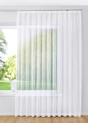 Produktbild von Gardine Store Jacquard Isabella HxB 145x300 cm Kräuselband Universalband Weiß Längsstreifen Transparent Voile Vorhang Wohnzimmer, 13145
