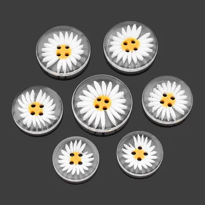 5 Harzknöpfe, Gänseblümchen, 11,5–30 mm, DIY-Nähzubehör