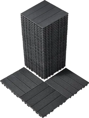 Produktbild von Interlocking Deck Tiles 36 Pack 12"x12" Plastic for Porch Dark Grey