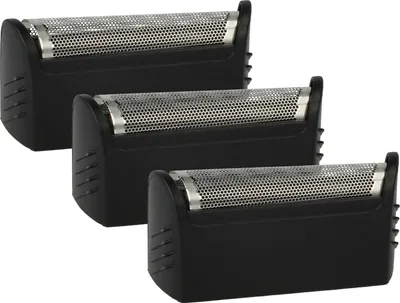 Produktbild von vhbw 3x Scherfolie kompatibel mit Braun 2040, 2060, 2035, 1509, 1512, 1507s, 1508, 1013, 1013s, 1008, 1012 Elektrorasierer + Rahmen, schwarz/silber