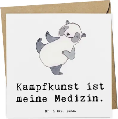 Produktbild von Mr. & Mrs. Panda Grußkarte Panda Kampfkunst - Weiß - Geschenk, Klappkarte, Selbstverteidigung, anlasskarte, Kampfsportarten, faltkarte, doppelkarte, Glückwunschkarte