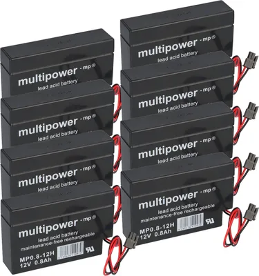 Produktbild von 8x Multipower Blei-Akku MP0,8-12H Pb 12V 0,8Ah Heim und Haus Stecker Rollladen