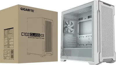 Obrázek produktu pro GIGABYTE C102 GLASS, Midi Tower, PC, Bílá, Mini-ATX, Sklo, Plast, Ocel, Hraní