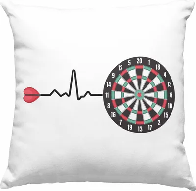 Produktbild von Trendation - Dart Herzschlag Geschenk Deko-Kissen mit Füllung 40x40  Deko-Kissen mit Füllung 40x40 Dartspieler Geschenkidee Darts Geschenke für Männer Frauen (Blau)