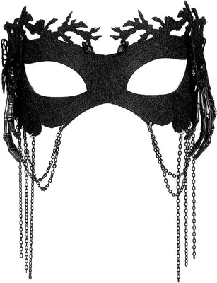Produktbild von Schwarze Damenmaske mit Flügel- und Schädeldetails für Karneval