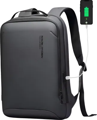 Imagen del producto de CarryQuest® - Mochila para portátil, con puerto USB, color gris oscuro