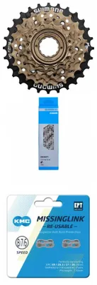 Produktbild von Shimano Set Schraubzahnkranz MFTZ500 6-fach + Kette CN-HG71 6/7/8-fach 116 Gl...