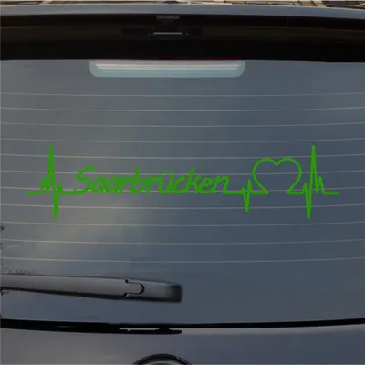 Produktbild von Heckscheibenaufkleber Saarbrücken Herzschlag Puls Stadt Liebe 55x13 cm Hellgrün Auto Aufkleber Sticker