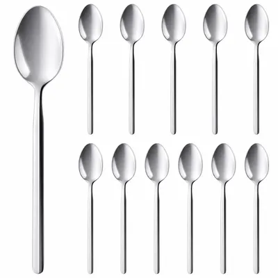 Produktbild von Deleca Amor Teelöffel 12 Stück, Edelstahl Kaffeelöffel und Dessertlöffel, 14,2 cm, silber