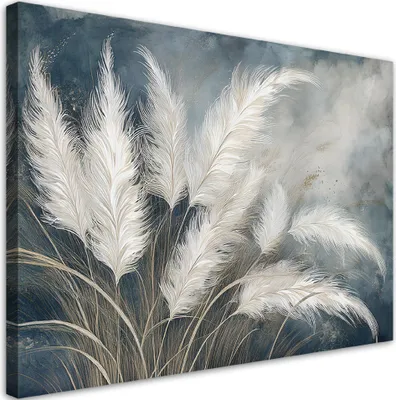 Produktbild von Leinwandbild Pampasgras Botanik 100x70 Feeby Weiß bild für die wand bereit zum aufhängen