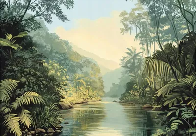 Produktbild von Fototapete - Dschungel Natur Grün - 350x250 cm - inklusive kleister - Vlies Tapete - Vliestapete Wohnzimmer Schlafzimmer Küche Modern Wandtapete
