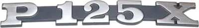 Zdjęcie produktu dla Emblemat "Napis P125X" aluminiowy 145x20mm czarny/srebrny do Vespa P 125 X (1977-1982)