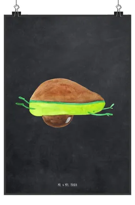 Produktbild von Mr. & Mrs. Panda Bild Avocado Yoga DIN A1 - Kreidetafel - Geschenk, Poster, Wandbild, drucke, Humor, wanddeko, Hilfe, Bauch, Haha, Kunstdruck, Sport