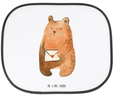 Produktbild von Mr. & Mrs. Panda Hitzeschutz Auto Bär Liebesbrief - Weiß - Geschenk, Liebeskummer, Sonnenschutz, Fenster, Sonnenblende, Teddy, Sehnsucht, Freundin, Scheibenschutz, Fürs