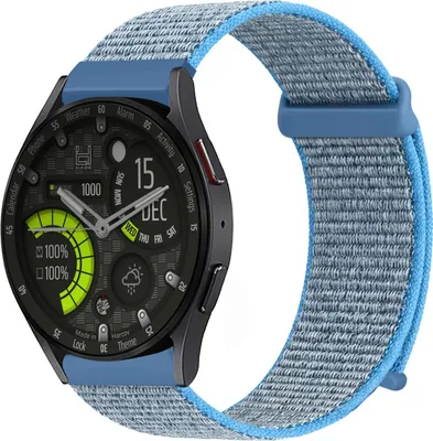 Produktbild von Smartwatch Armband für Samsung Galaxy Watch6 40mm Nylon Textil Band Ersatzband Wechselband Klettverschluss flexibel atmungsaktiv Blau