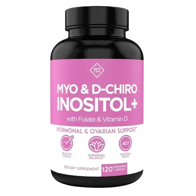 Immagine prodotto di Myo & D-Chiro Inositolo (120 capsule) integratore alimentare, salute delle donne, sistema immunitario, equilibrio ormonale, vitamina D3, folato, fertilità