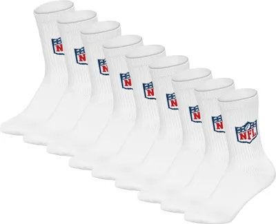 Produktbild von NFL Uni Socken, 9er Pack - NFL Shield 9Pack Crew Socks, Logo, Baumwollmischung Weiß 39-42