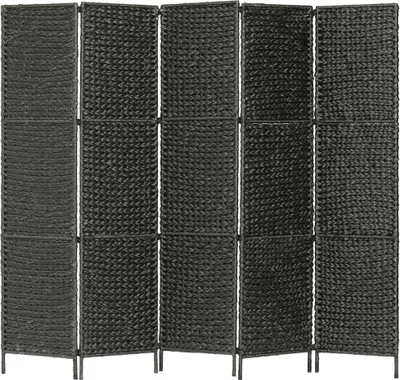 Produktbild von 5-teiliger Paravent Schwarz 193×160 cm Wasserhyazinthe