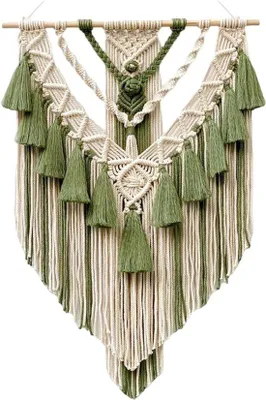 Produktbild von Famanu Wandteppich Handgewebt - Boho Wanddekoration in Olivgrün