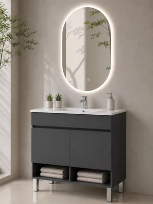 ORIGEN BATH NEBARI Badmöbel mit Füßen und Waschbecken 100x40 cm, Graphit