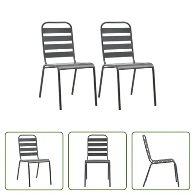 Immagine prodotto di The Living Store Sedie da giardino impilabili 2 pezzi acciaio grigio