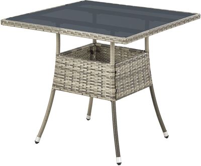 Juskys Polyrattan Gartentisch Yoro eckig - wetterfest 80x80 cm Outdoor Tisch - Grau
