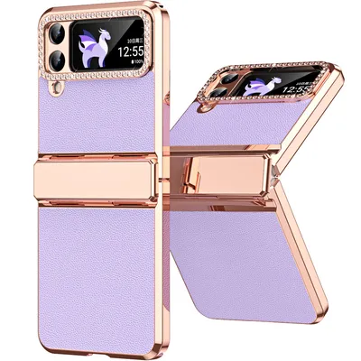 Obrázek produktu pro Pouzdro pro Samsung Galaxy Z Flip 4 5G lesklé a diamantovým galvanizované kryt s ochranou pantu Fialová
