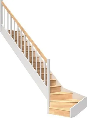 Produktbild von Pertura Wangentreppe Elenie Buche Leimholz Lackiert Mit Setzstufen Seitenwange weiß 1/4-gewendelt unten links 83,5 cm 16