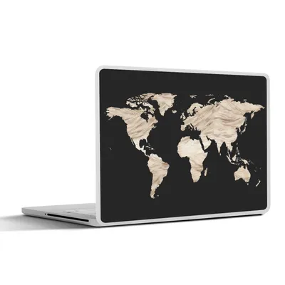 Produktbild von MuchoWow® Laptop Aufkleber Sticker Cover Weltkarte - Beige - Schwarz 30x22 cm - Laptop-Sticker