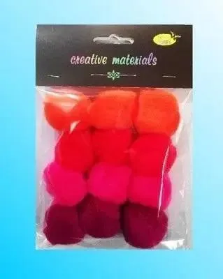 Imagen del producto de Pompones de acrílico, rojo y rosa, de 40 mm, paquete de 12 unidades - Galeria Hobby