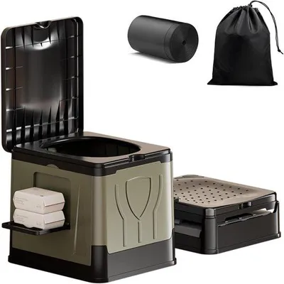 Produktbild von Portable Reise-WC 30 Liter - Einlegbares Reise-WC mit Handyhalter und 12 Taschen