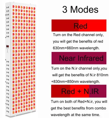 Immagine prodotto di Lampada terapeutica a luce rossa e infrarossa - AG-Pro1500 - LED a doppio chip - 630/660 nm - 810/830/850 nm - Adatta per l'uso su tutto il corpo - Rassodamento della pelle - Treppiede nero