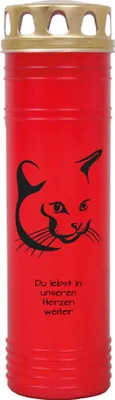 Produktbild von Grabkerze Rot, Brenndauer: 170 Stunden ( 7 Tage ), Motiv: Katze 4