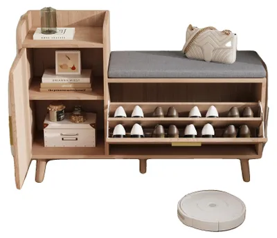 Image de Meuble à chaussures, design moderne, rangement peu encombrant, meuble à chaussures avec banc